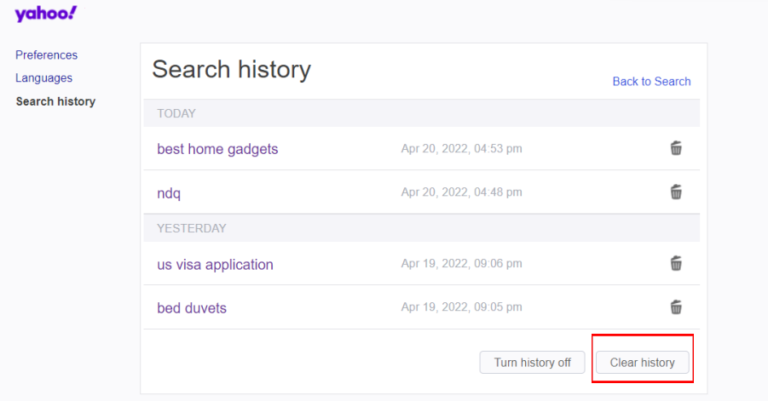 How To View Yahoo! Search History Without Logging In?